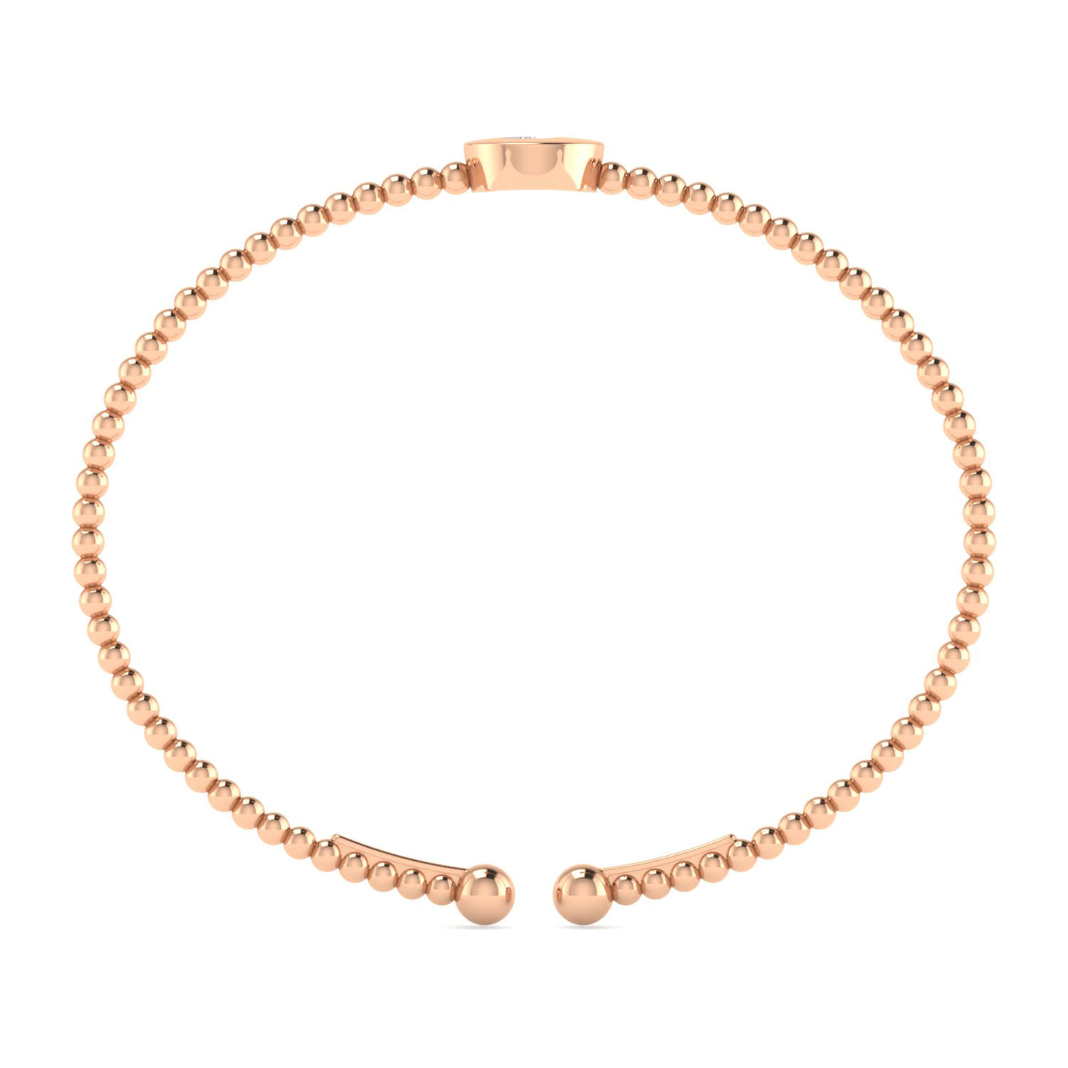 14K Rose Gold Round J Initial Diamond Bujukan Cuff Bracelet - 0.03 ct - Shot 3