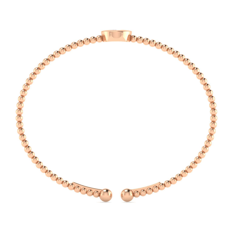 14K Rose Gold Round J Initial Diamond Bujukan Cuff Bracelet - 0.03 ct - Shot 3