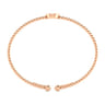 14K Rose Gold Round J Initial Diamond Bujukan Cuff Bracelet - 0.03 ct