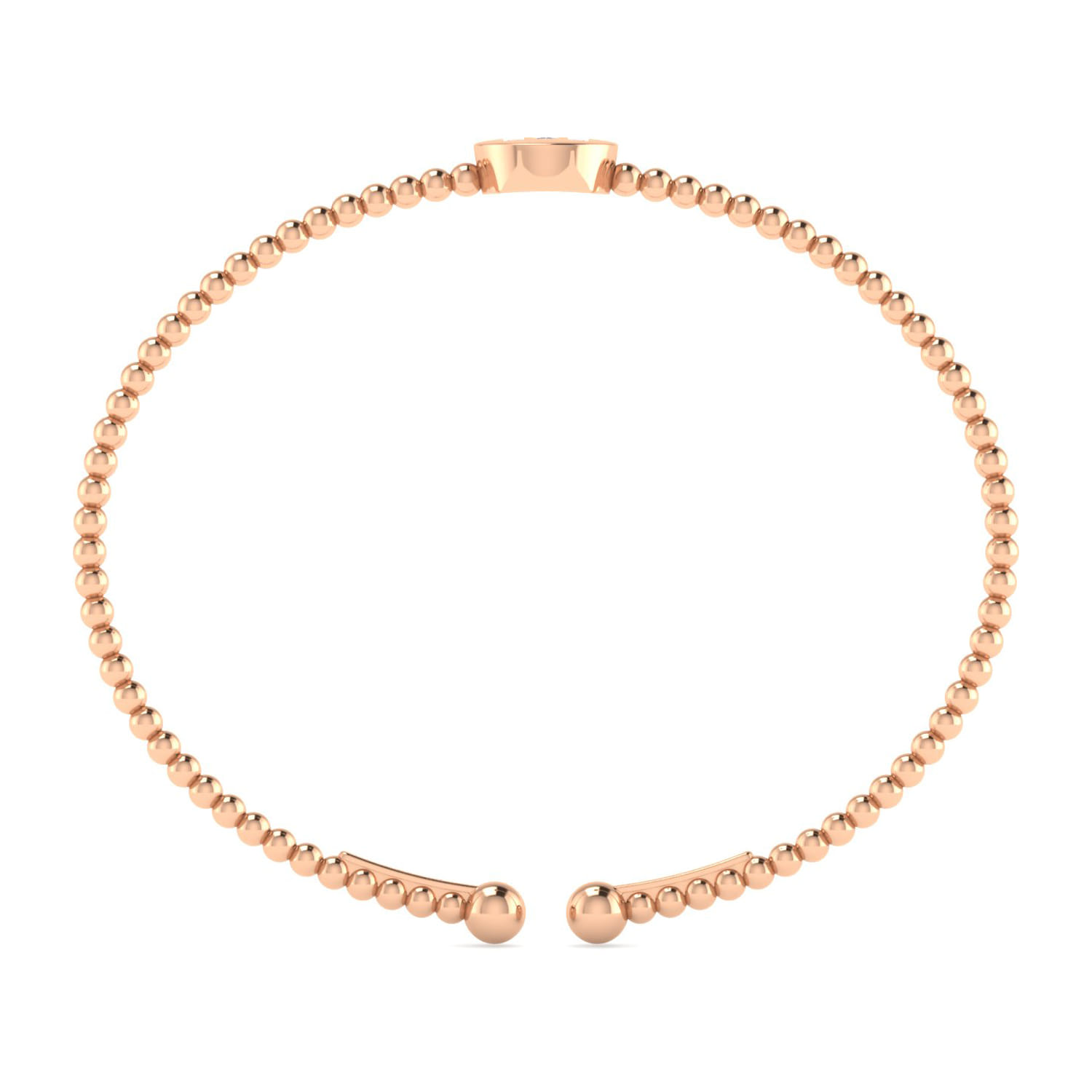 14K Rose Gold Round M Initial Diamond Bujukan Cuff Bracelet - 0.07 ct - Shot 3