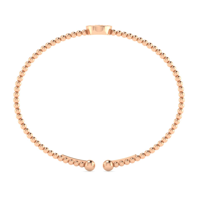 14K Rose Gold Round M Initial Diamond Bujukan Cuff Bracelet - 0.07 ct - Shot 3