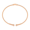 14K Rose Gold Round M Initial Diamond Bujukan Cuff Bracelet - 0.07 ct