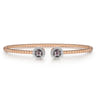 14K Rose Gold Round Manmade Alexandrite and Diamond Halo Bujukan Bangle - 0.16 ct