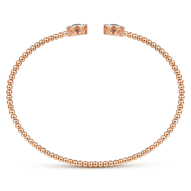 14K Rose Gold Round Manmade Alexandrite and Diamond Halo Bujukan Bangle - 0.16 ct - Shot 3