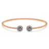 14K Rose Gold Round Manmade Alexandrite and Diamond Halo Bujukan Bangle - 0.16 ct