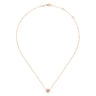 14K Rose Gold Round Morganite and Diamond Halo Pendant Necklace - 0.07 ct
