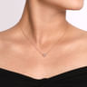 14K Rose Gold Round Morganite and Diamond Halo Pendant Necklace - 0.07 ct