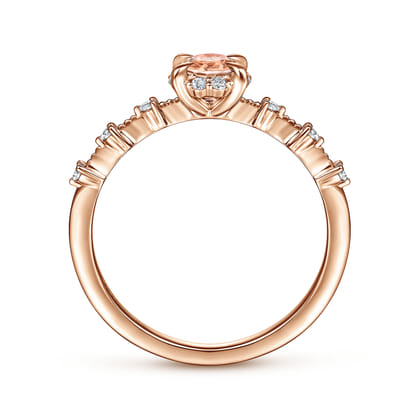 14K Rose Gold Round Morganite and Diamond Halo Ring