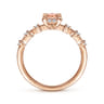 14K Rose Gold Round Morganite and Diamond Halo Ring - 0.12 ct