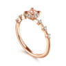 14K Rose Gold Round Morganite and Diamond Halo Ring - 0.12 ct
