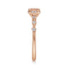 14K Rose Gold Round Morganite and Diamond Halo Ring - 0.12 ct