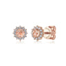 14K Rose Gold Round Morganite and Diamond Stud Earrings - 0.24 ct