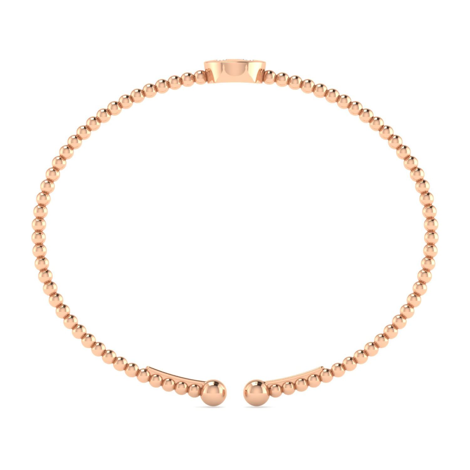 14K Rose Gold Round N Initial Diamond Bujukan Cuff Bracelet - 0.05 ct - Shot 3