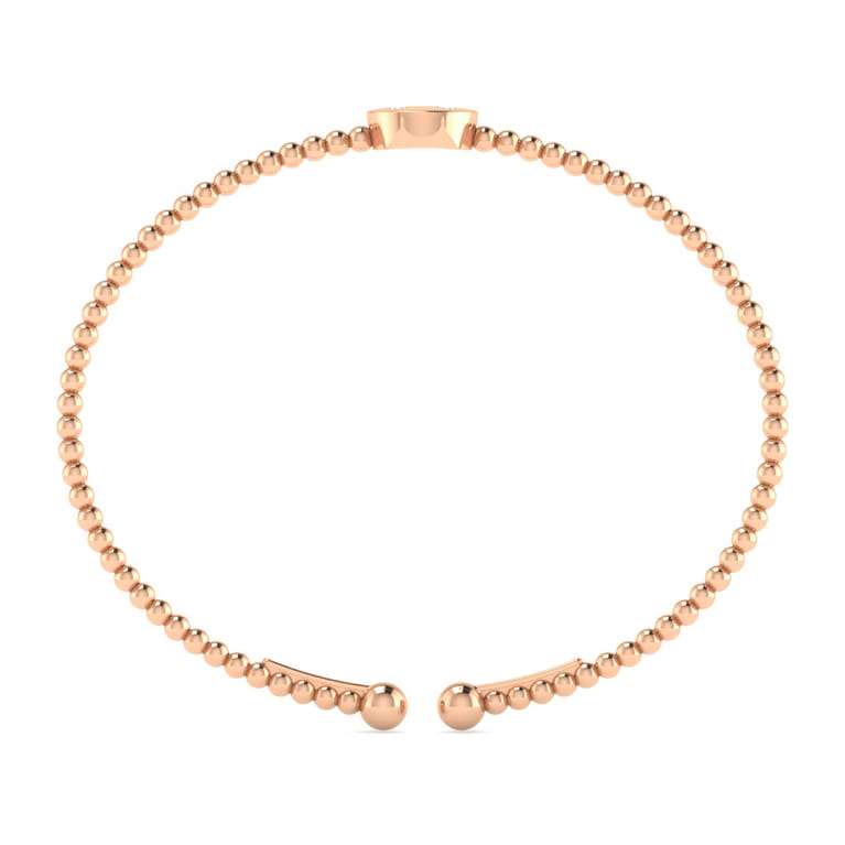 14K Rose Gold Round N Initial Diamond Bujukan Cuff Bracelet - 0.05 ct - Shot 3