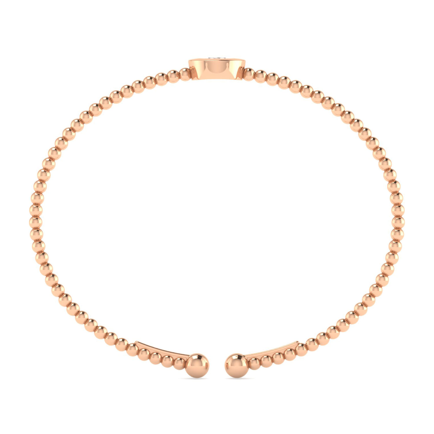 14K Rose Gold Round O Initial Diamond Bujukan Cuff Bracelet - 0.05 ct - Shot 3