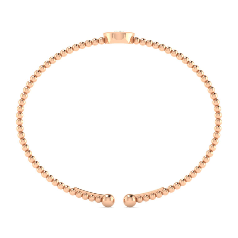 14K Rose Gold Round O Initial Diamond Bujukan Cuff Bracelet - 0.05 ct - Shot 3