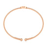 14K Rose Gold Round O Initial Diamond Bujukan Cuff Bracelet - 0.05 ct