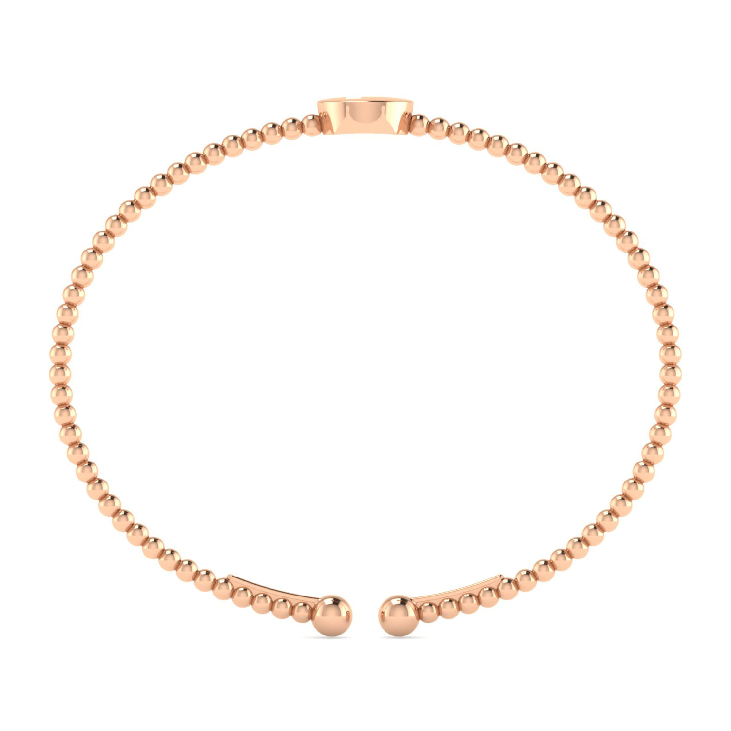 14K Rose Gold Round P Initial Diamond Bujukan Cuff Bracelet - 0.04 ct - Shot 3