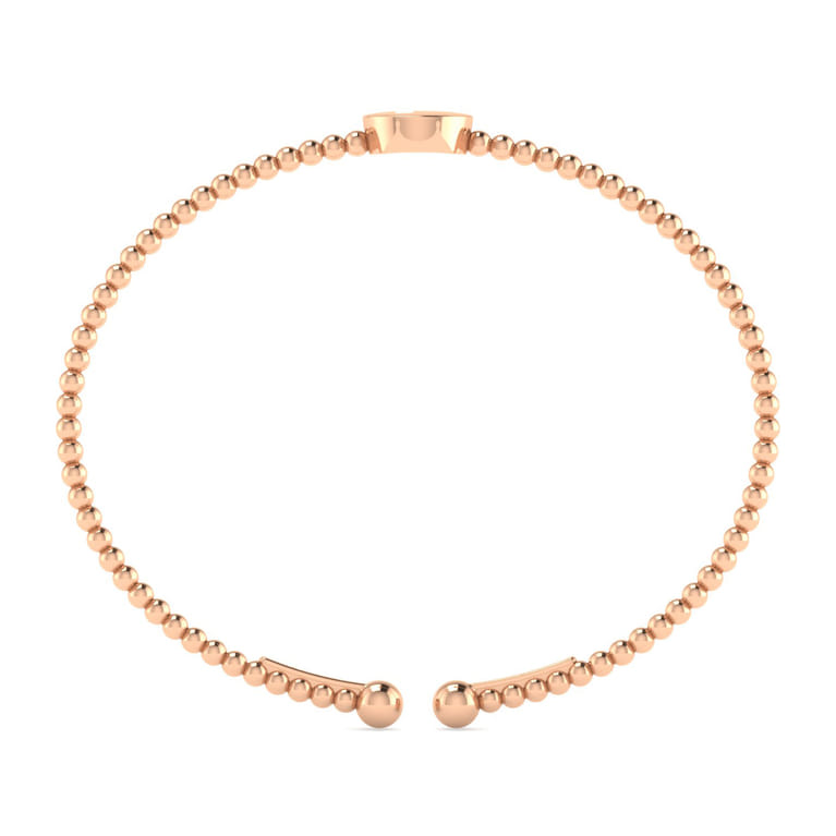 14K Rose Gold Round P Initial Diamond Bujukan Cuff Bracelet - 0.04 ct - Shot 3