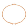 14K Rose Gold Round P Initial Diamond Bujukan Cuff Bracelet - 0.04 ct