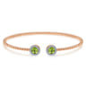 14K Rose Gold Round Peridot and Diamond Halo Bujukan Bangle - 0.16 ct