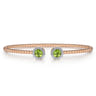14K Rose Gold Round Peridot and Diamond Halo Bujukan Bangle - 0.16 ct