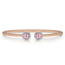 14K Rose Gold Round Pink Cubic Zirconia and Diamond Halo Bujukan Bangle - 0.16 ct