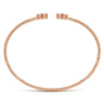 14K Rose Gold Round Pink Cubic Zirconia and Diamond Halo Bujukan Bangle - 0.16 ct
