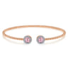 14K Rose Gold Round Pink Cubic Zirconia and Diamond Halo Bujukan Bangle - 0.16 ct