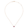 14K Rose Gold Round Pink Tourmaline and Diamond Halo Pendant Necklace - 0.07 ct