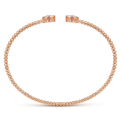 14K Rose Gold Round Pink Zircon and Diamond Halo Bujukan Bangle