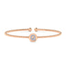 14K Rose Gold Round Q Initial Diamond Bujukan Cuff Bracelet - 0.06 ct