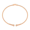 14K Rose Gold Round Q Initial Diamond Bujukan Cuff Bracelet - 0.06 ct