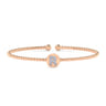 14K Rose Gold Round R Initial Diamond Bujukan Cuff Bracelet - 0.05 ct