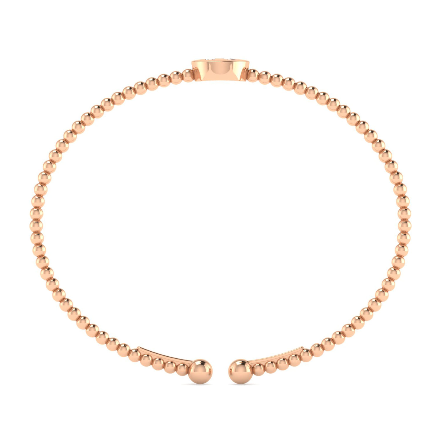 14K Rose Gold Round R Initial Diamond Bujukan Cuff Bracelet - 0.05 ct - Shot 3