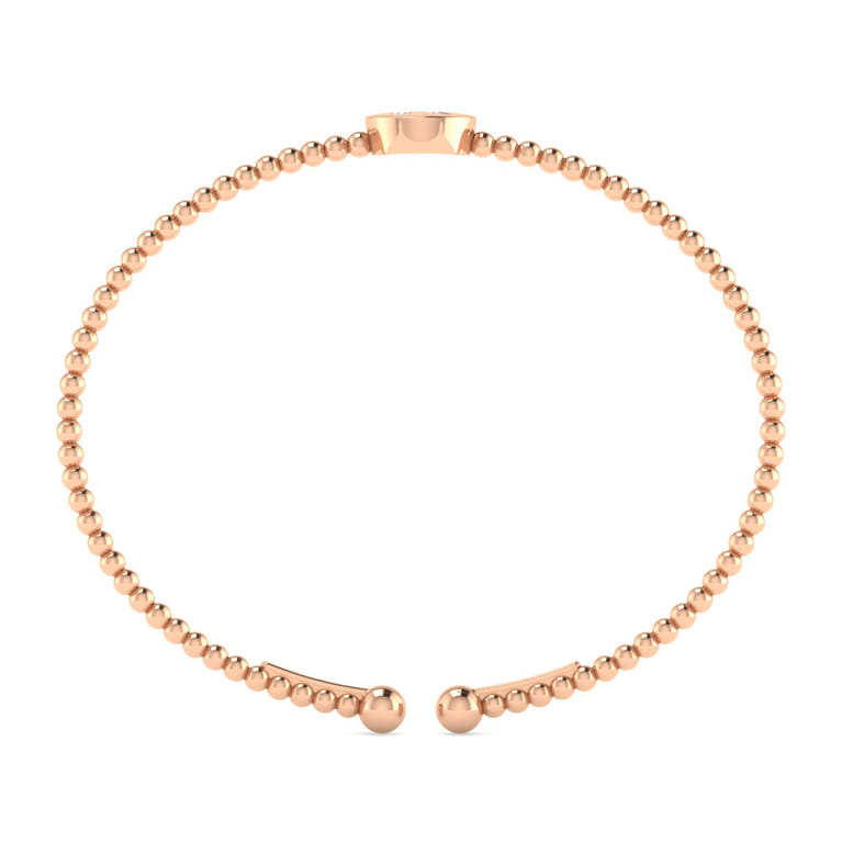 14K Rose Gold Round R Initial Diamond Bujukan Cuff Bracelet - 0.05 ct - Shot 3