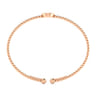 14K Rose Gold Round R Initial Diamond Bujukan Cuff Bracelet - 0.05 ct