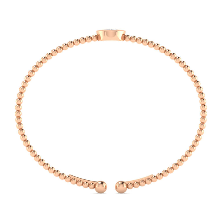 14K Rose Gold Round S Initial Diamond Bujukan Cuff Bracelet - 0.04 ct - Shot 3