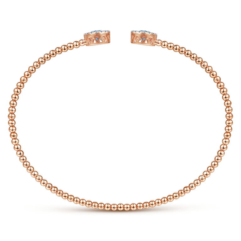 14K Rose Gold Round Sky Blue Topaz and Diamond Halo Bujukan Bangle - 0.16 ct - Shot 3