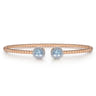14K Rose Gold Round Sky Blue Topaz and Diamond Halo Bujukan Bangle - 0.16 ct