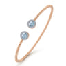 14K Rose Gold Round Sky Blue Topaz and Diamond Halo Bujukan Bangle - 0.16 ct