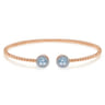 14K Rose Gold Round Sky Blue Topaz and Diamond Halo Bujukan Bangle - 0.16 ct