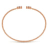 14K Rose Gold Round Sky Blue Topaz and Diamond Halo Bujukan Bangle - 0.16 ct