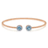 14K Rose Gold Round Swiss Blue Topaz and Diamond Halo Bujukan Bangle - 0.16 ct