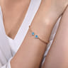 14K Rose Gold Round Swiss Blue Topaz and Diamond Halo Bujukan Bangle - 0.16 ct