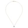 14K Rose Gold Round Swiss Blue Topaz and Diamond Halo Pendant Necklace - 0.07 ct