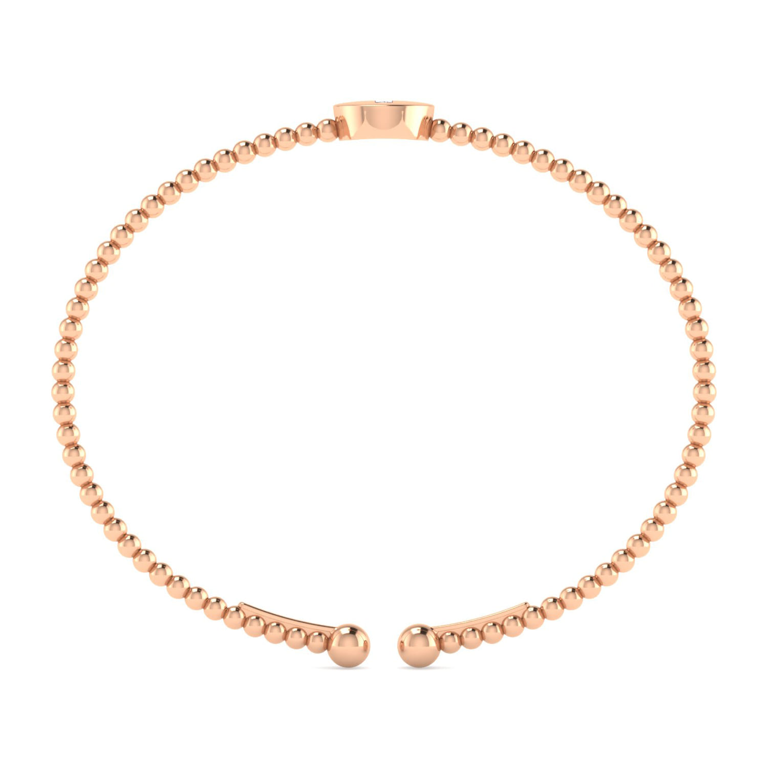 14K Rose Gold Round T Initial Diamond Bujukan Cuff Bracelet - 0.03 ct - Shot 3