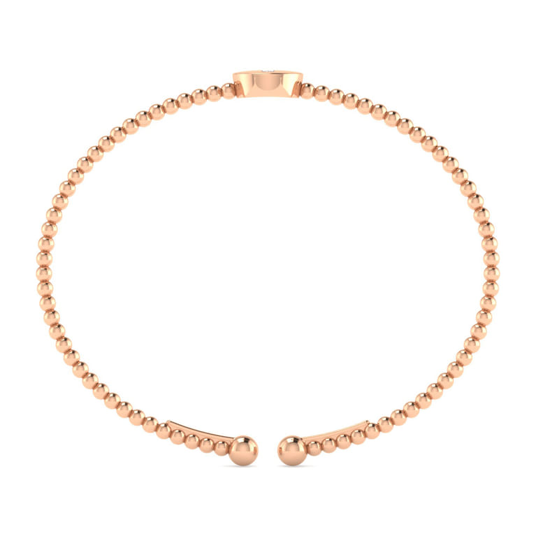 14K Rose Gold Round T Initial Diamond Bujukan Cuff Bracelet - 0.03 ct - Shot 3