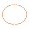 14K Rose Gold Round T Initial Diamond Bujukan Cuff Bracelet - 0.03 ct
