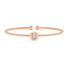 14K Rose Gold Round U Initial Diamond Bujukan Cuff Bracelet - 0.04 ct